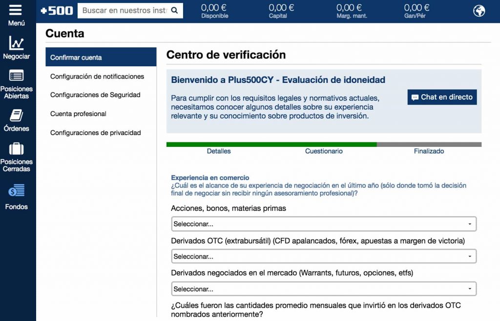 cuestionario Plus500